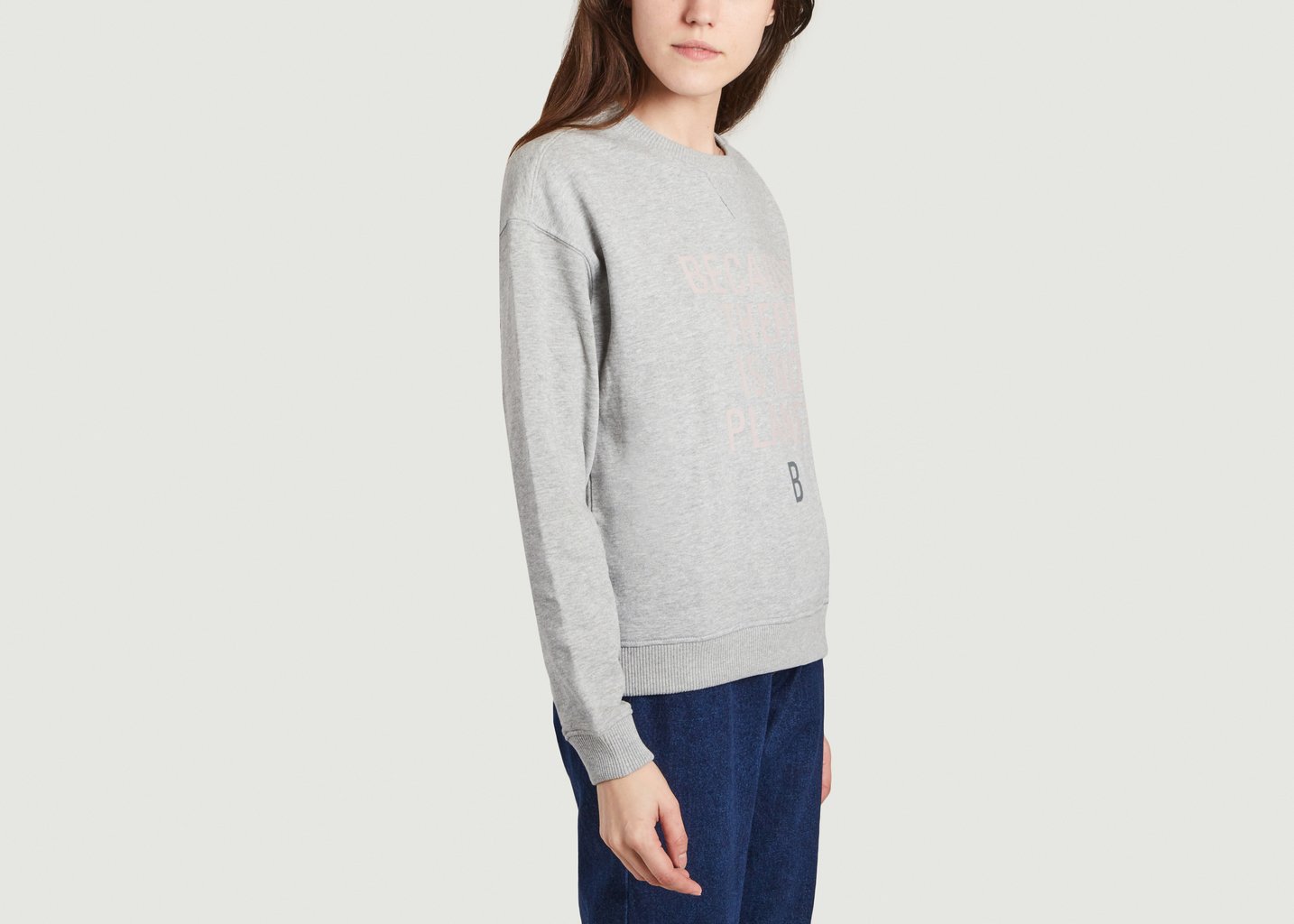 L'exception Sweatshirt à Lettrage Llanes Because Gris Ecoalf