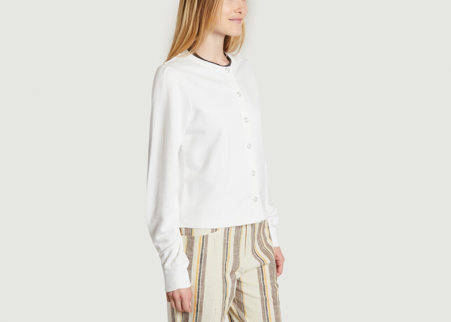 L'exception Sweatshirt Boutonné Sensas Plainy Blanc Leon & Harper