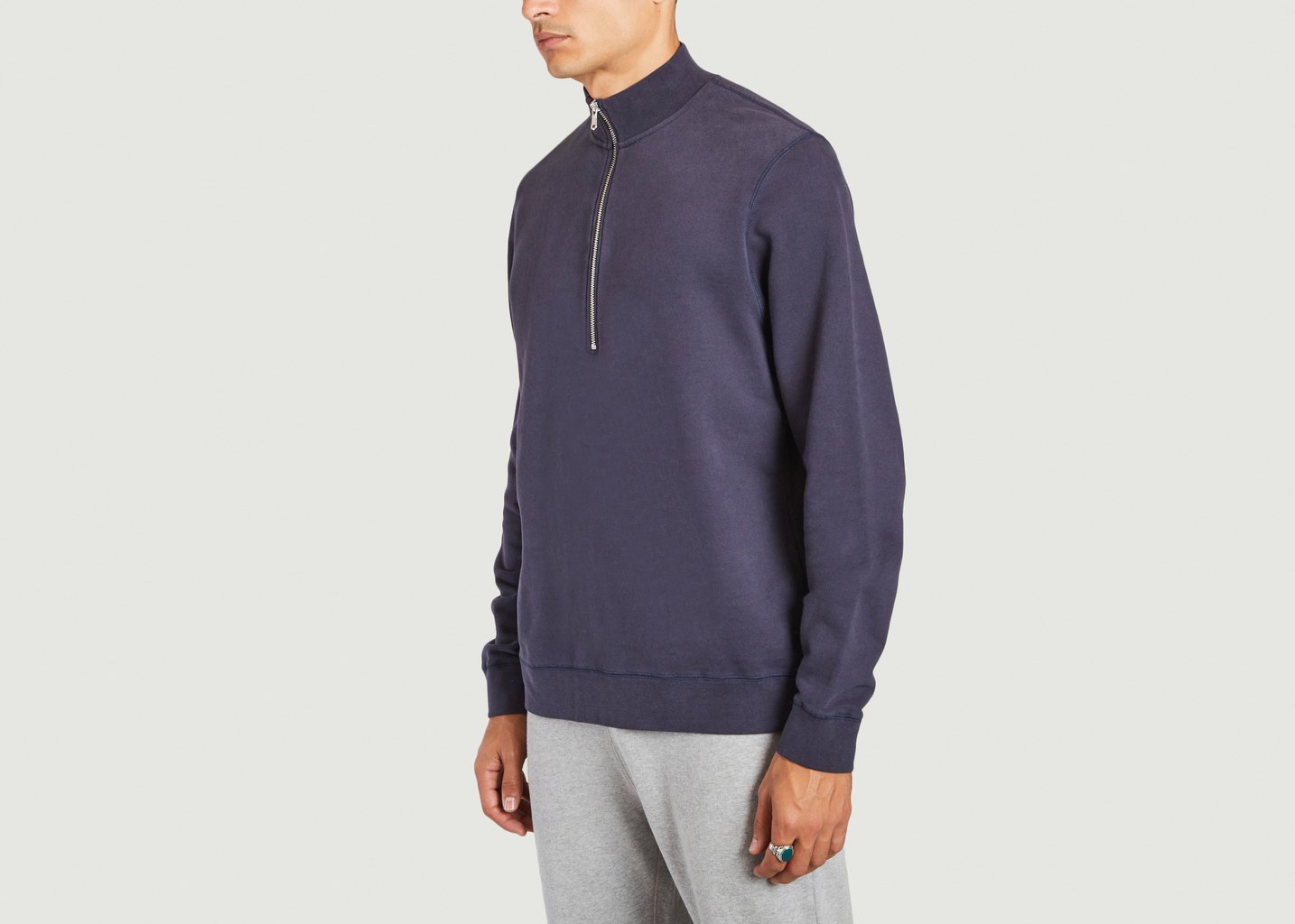 L'exception Sweatshirt Col Camionneur En Coton Bleu Marine Sunspel