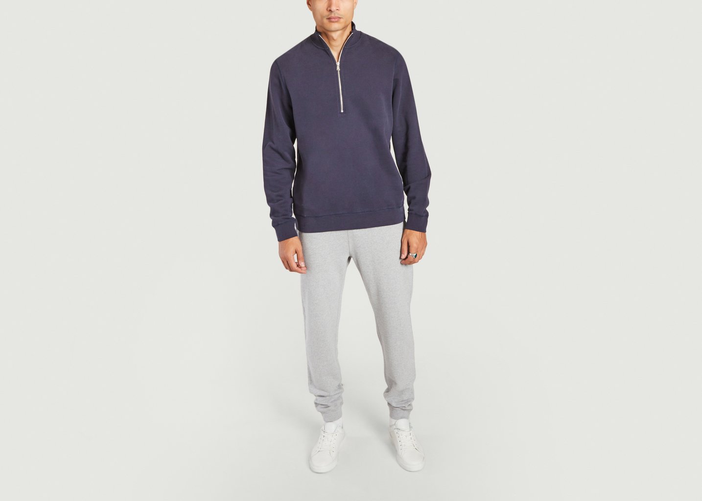 L'exception Sweatshirt Col Camionneur En Coton Bleu Marine Sunspel