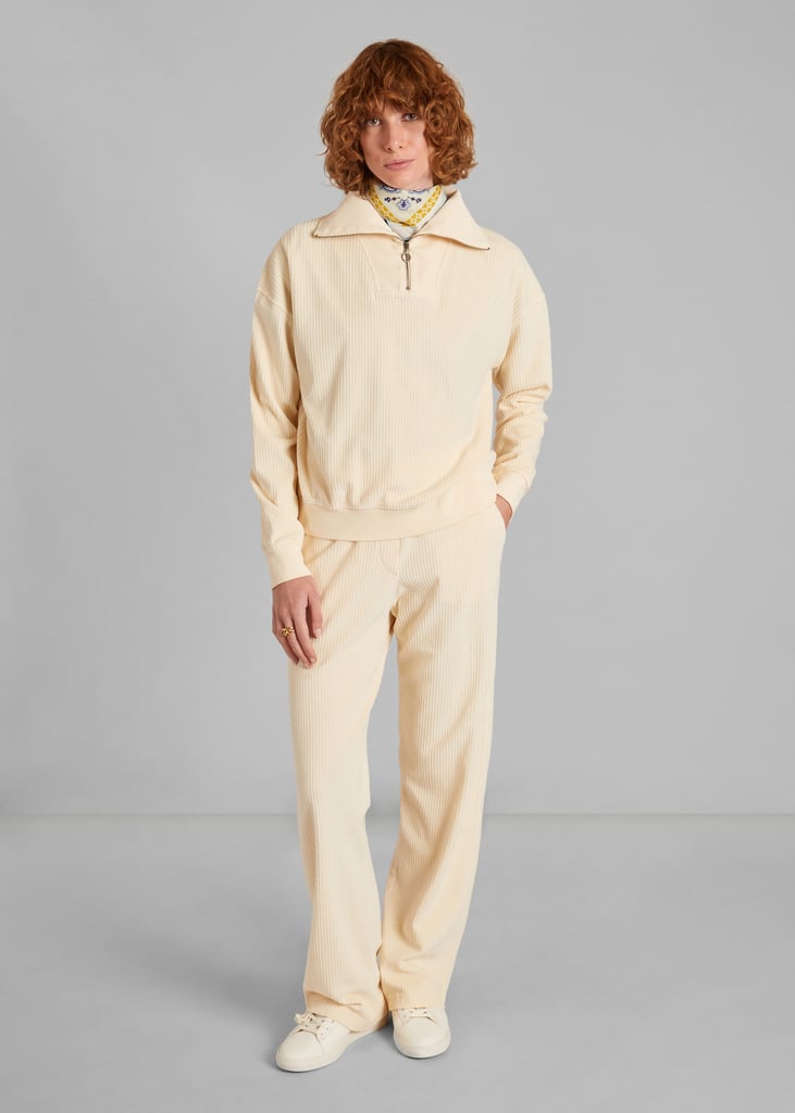 L'exception Sweatshirt Col Camionneur Velours Côtelé Crème L'Exception Paris
