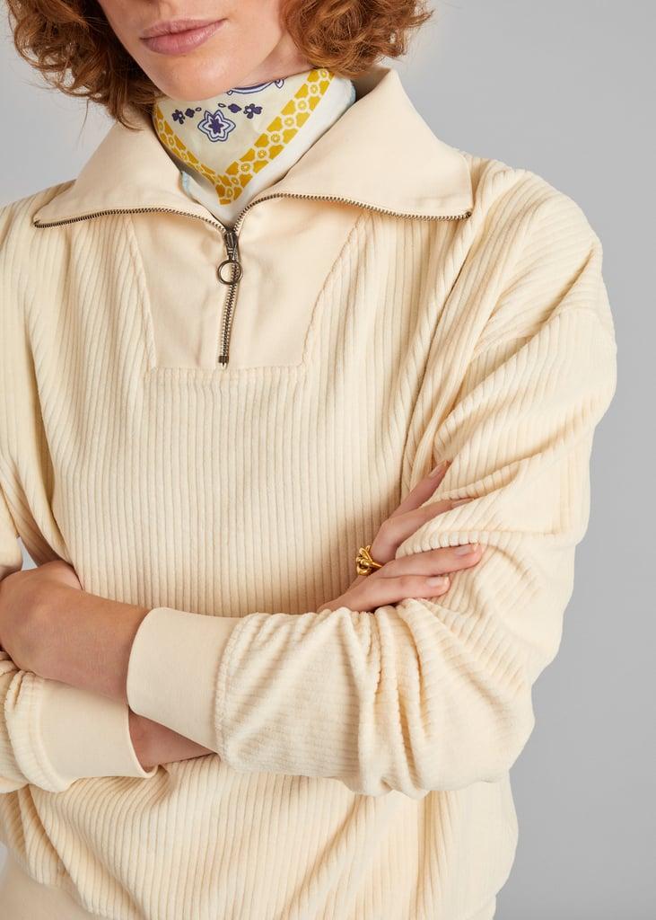 L'exception Sweatshirt Col Camionneur Velours Côtelé Crème L'Exception Paris