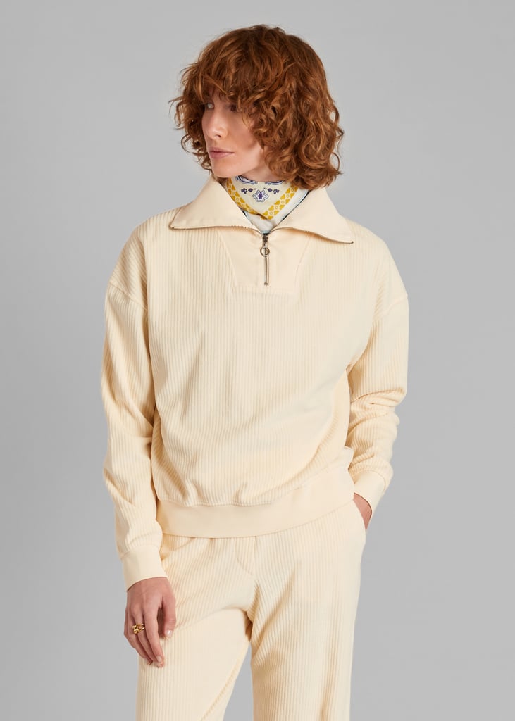 l'exception Sweatshirt col camionneur velours côtelé Crème L'Exception Paris