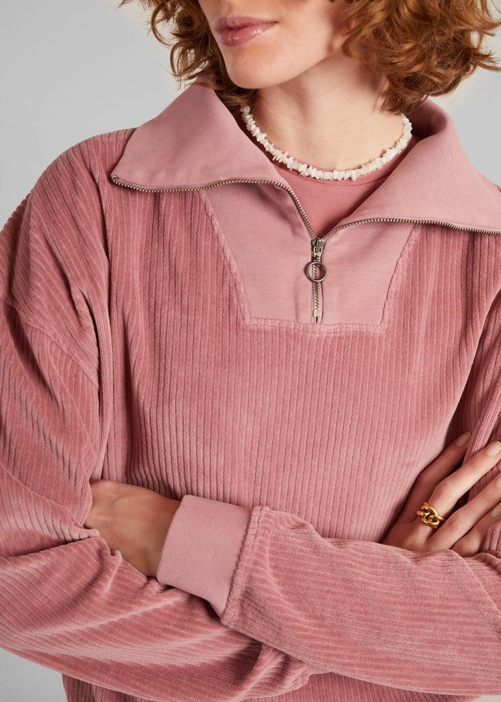 L'exception Sweatshirt Col Camionneur Velours Côtelé Rose L'Exception Paris