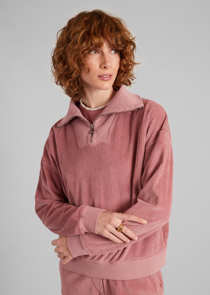 l'exception Sweatshirt col camionneur velours côtelé Rose L'Exception Paris