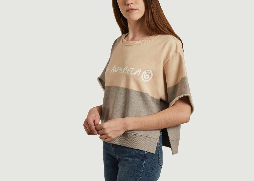 L'exception Sweatshirt Court à Manches Courtes Gris MM6 Maison Margiela
