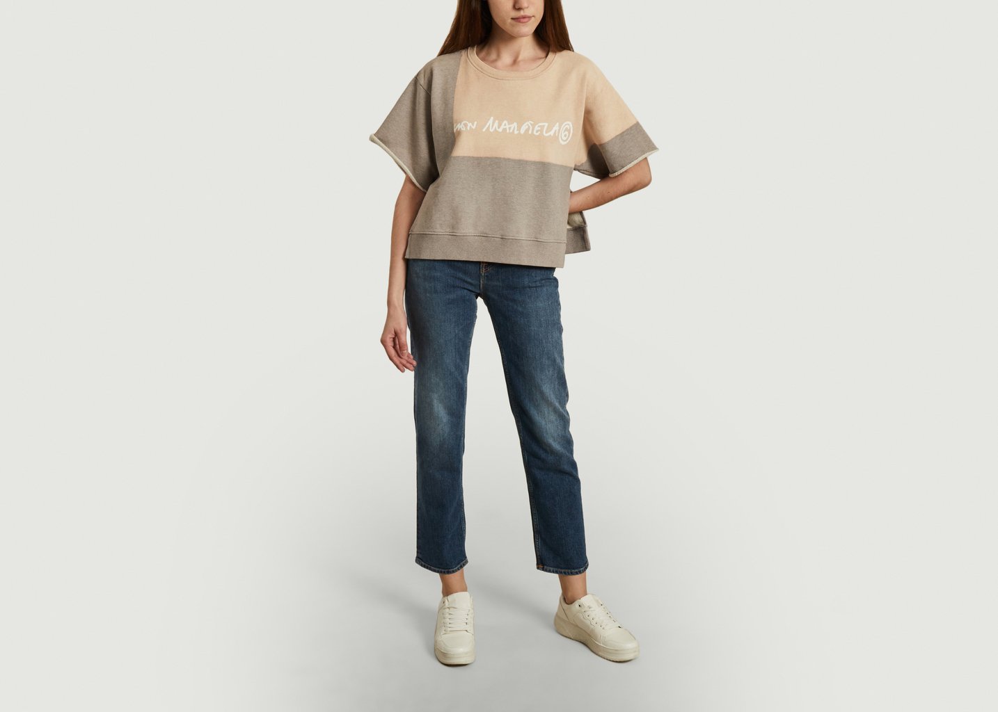 L'exception Sweatshirt Court à Manches Courtes Gris MM6 Maison Margiela