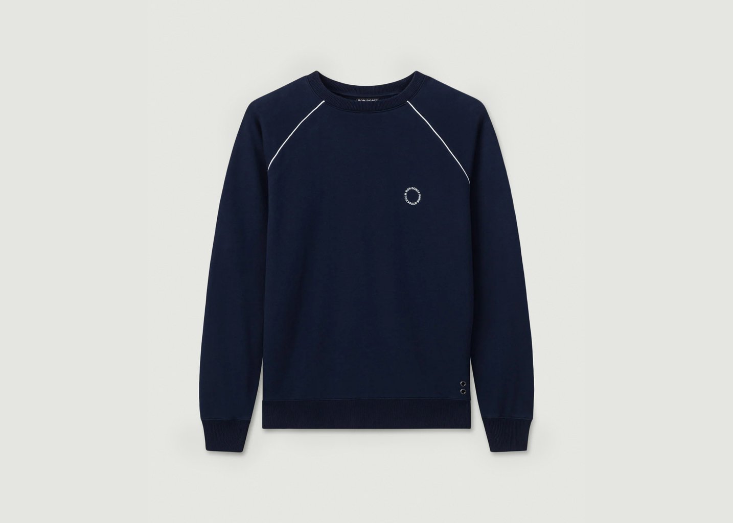 L'exception Sweatshirt En Coton Avec Passepoil Bleu Marine Ron Dorff