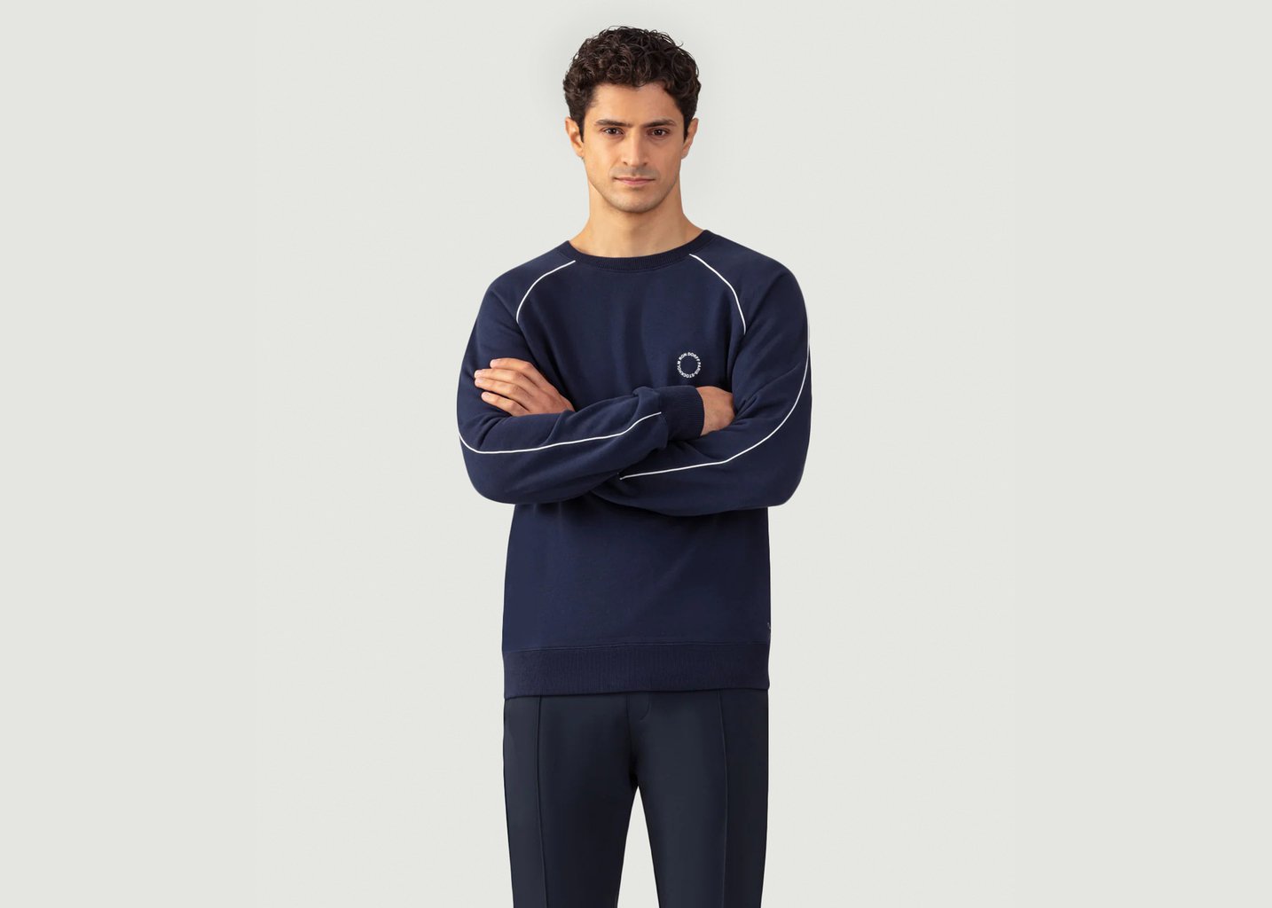 l'exception Sweatshirt en coton avec passepoil Bleu Marine Ron Dorff