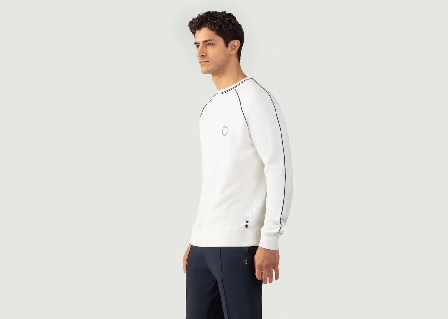 L'exception Sweatshirt En Coton Avec Passepoil Ecru Ron Dorff