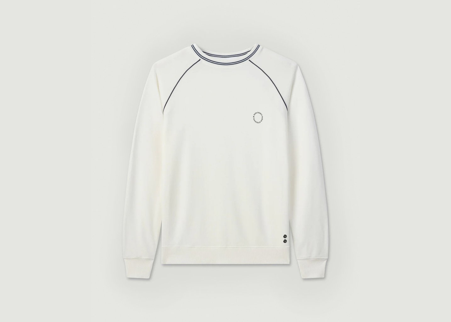 L'exception Sweatshirt En Coton Avec Passepoil Ecru Ron Dorff