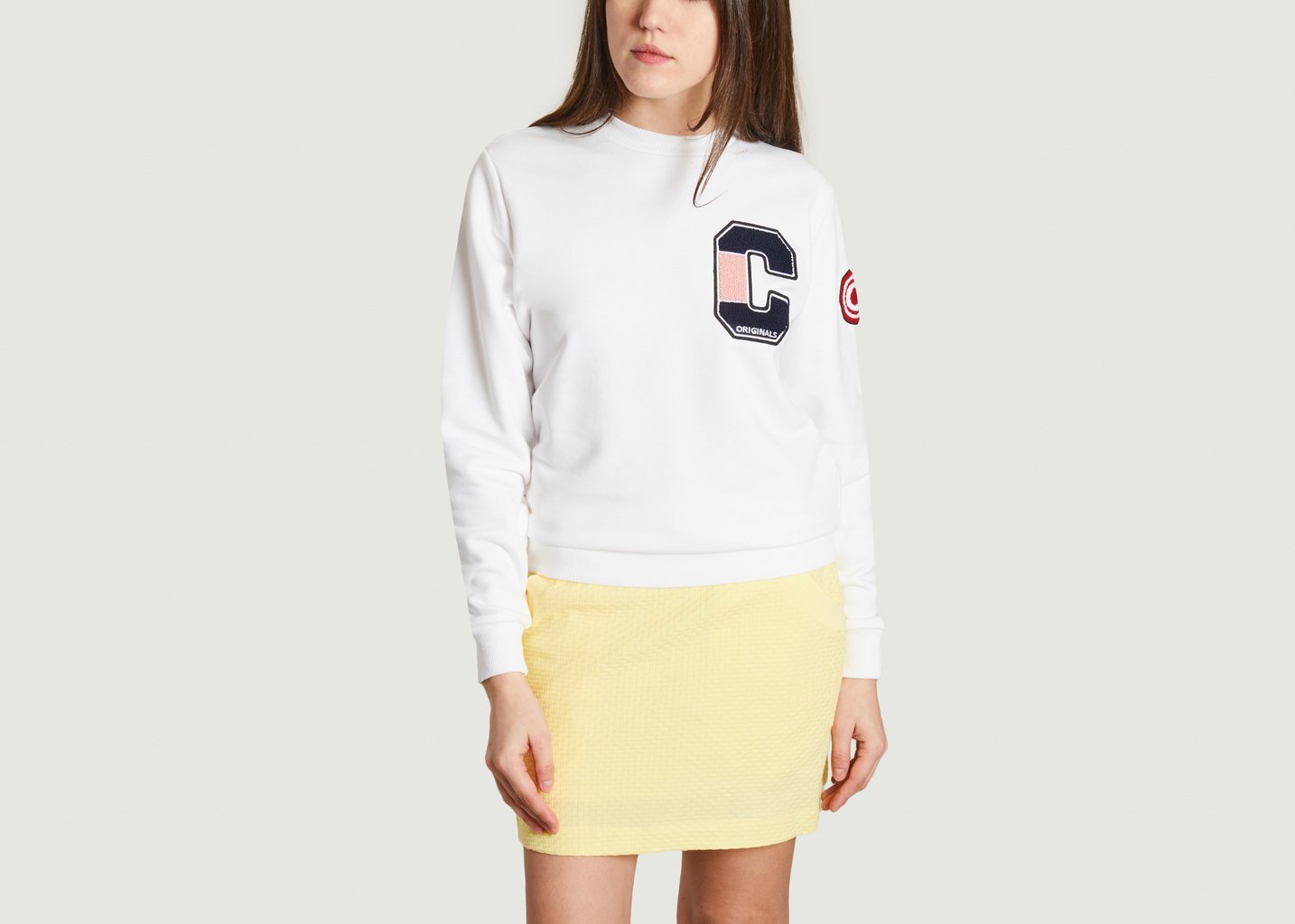 L'exception Sweatshirt En Coton Avec Patchs Blanc Colmar