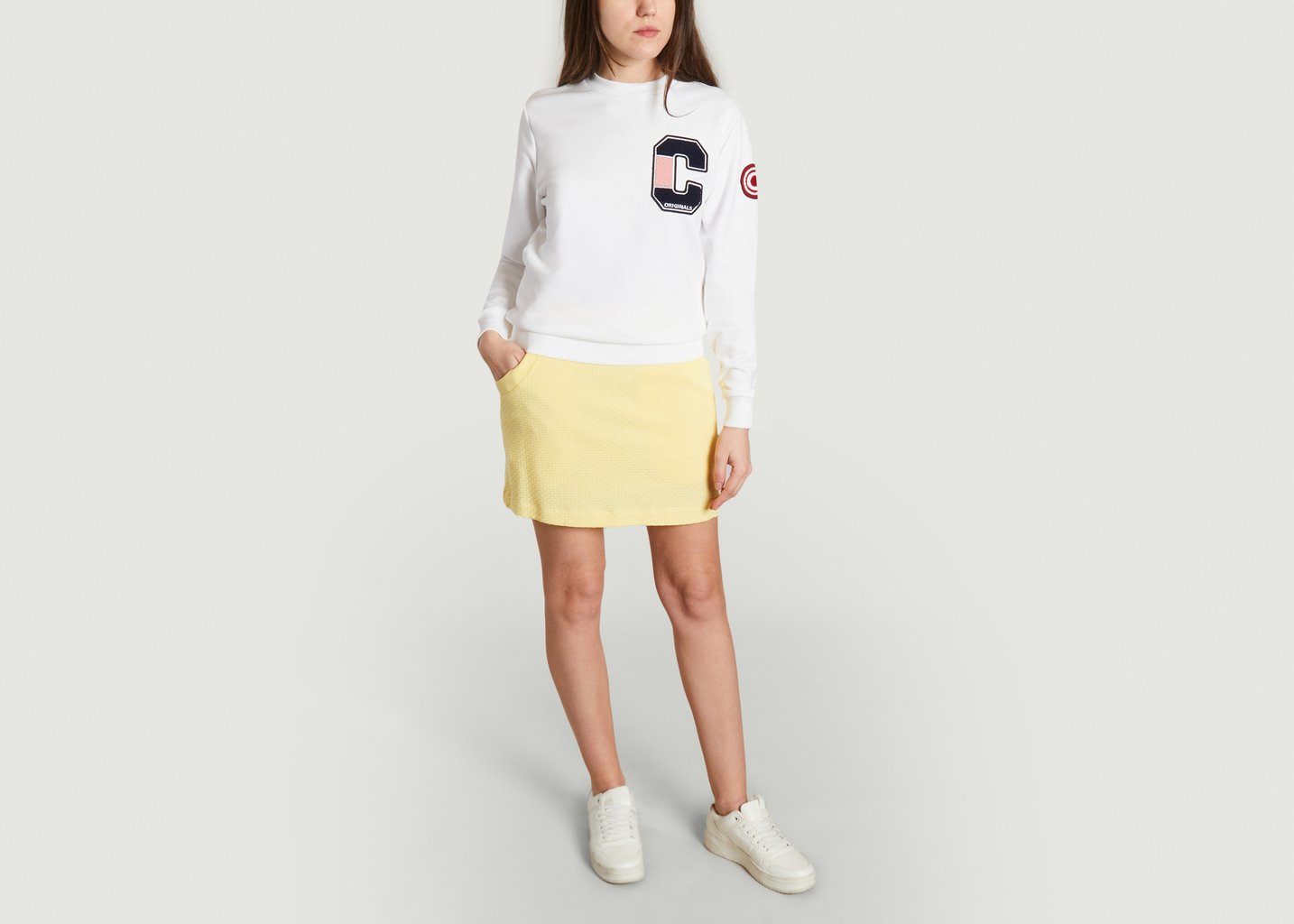 l'exception Sweatshirt en coton avec patchs Blanc Colmar
