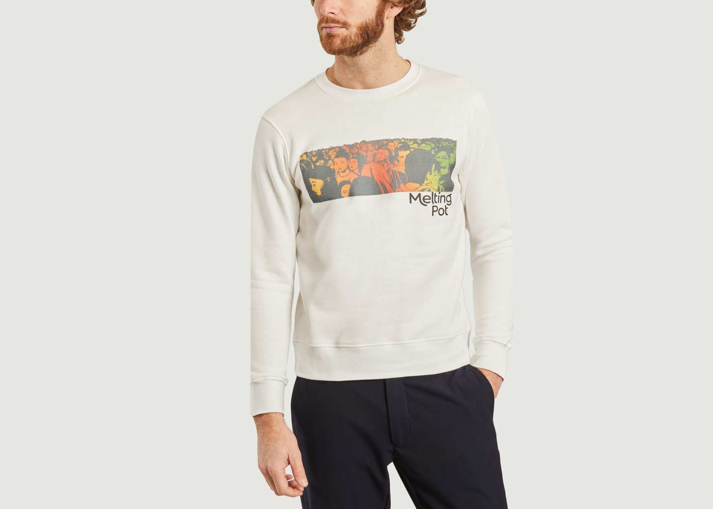 l'exception Sweatshirt imprimé Melting Pot Blanc JagVi Rive Gauche