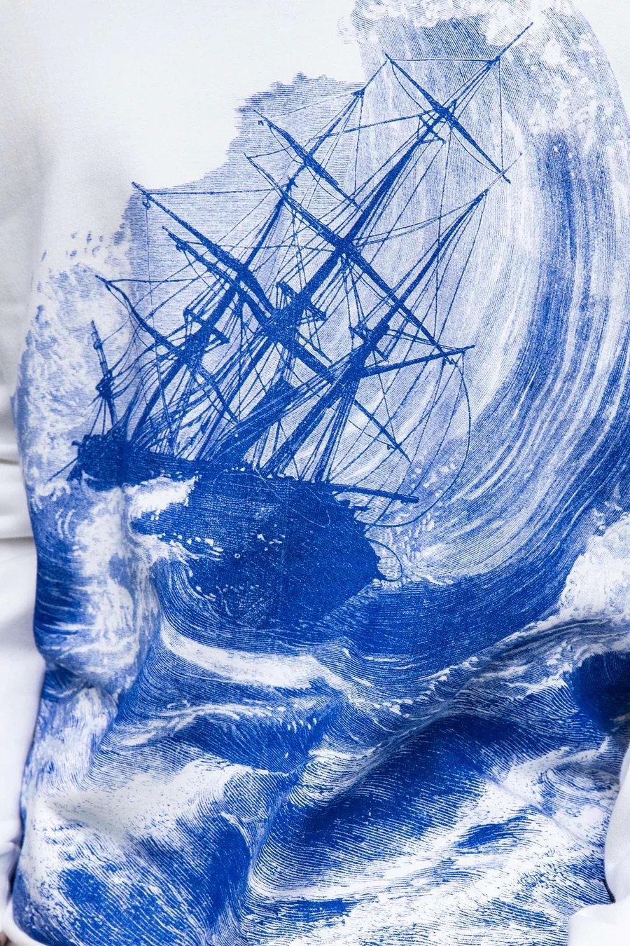L'exception Sweatshirt Imprimé Navire Pendant La Tempête Blanc Misericordia