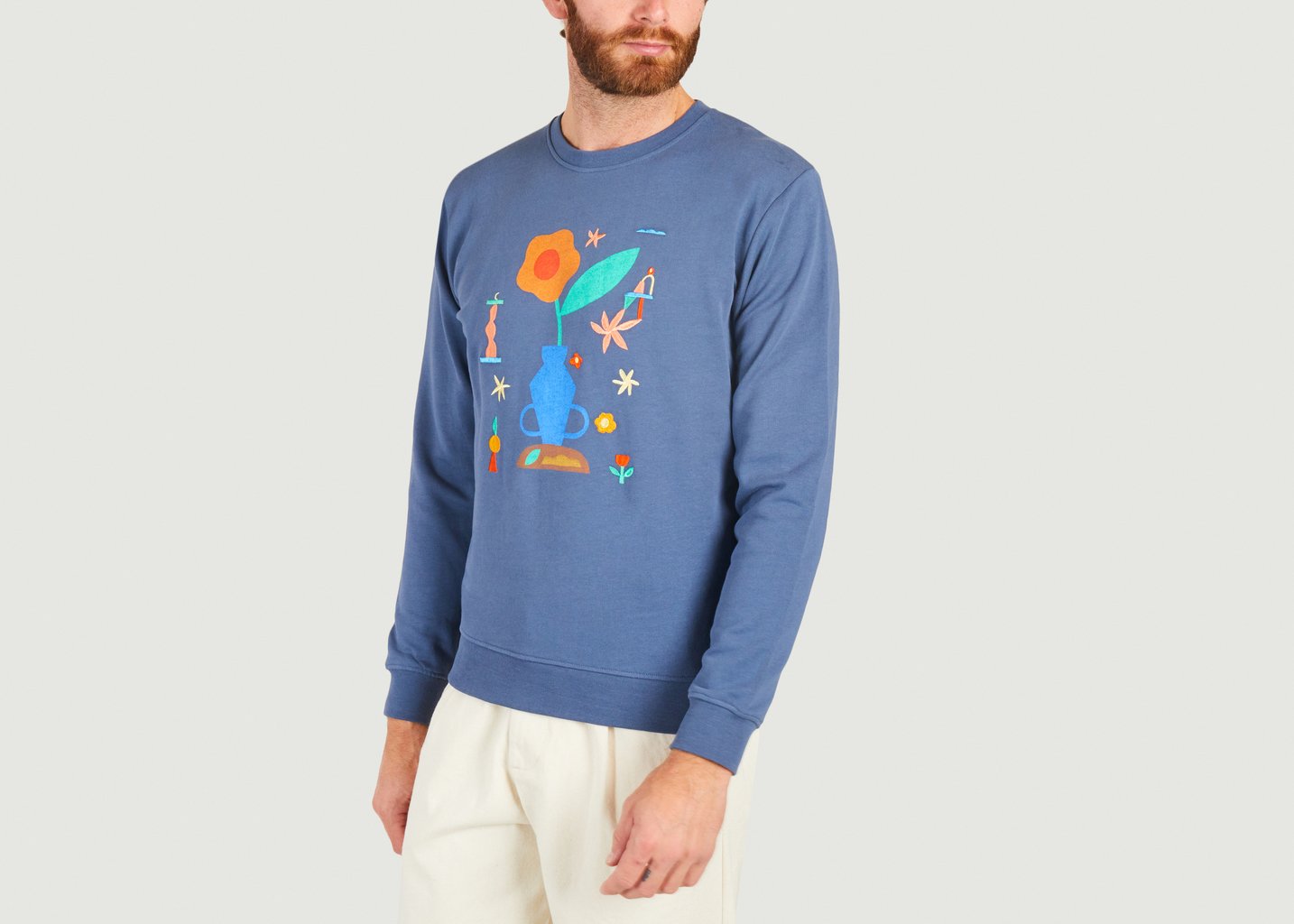 L'exception Sweatshirt Motif Fleuri Amphore Olow X Alizée Cayla Cobalt Olow Paris