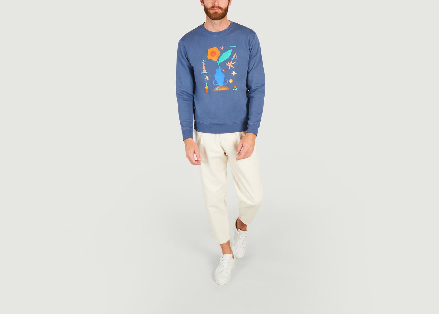L'exception Sweatshirt Motif Fleuri Amphore Olow X Alizée Cayla Cobalt Olow Paris