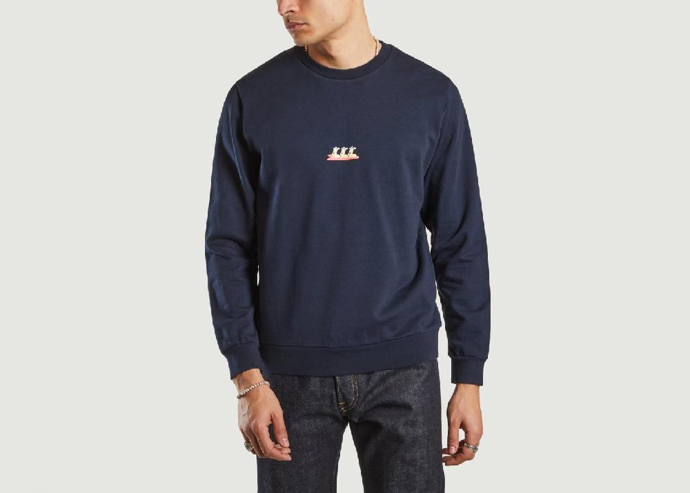 l'exception Sweatshirt Nathanael.01 Bleu Marine Cuisse de Grenouille