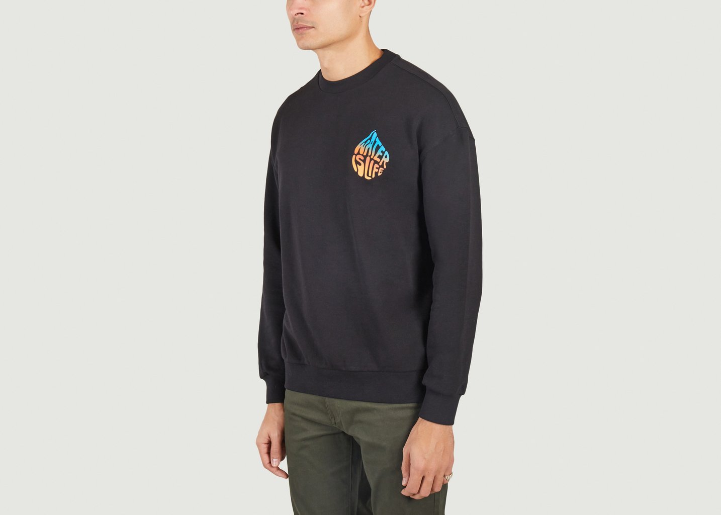 L'exception Sweatshirt Oversize Imprimé Wateraid Noir Knowledge Cotton Apparel