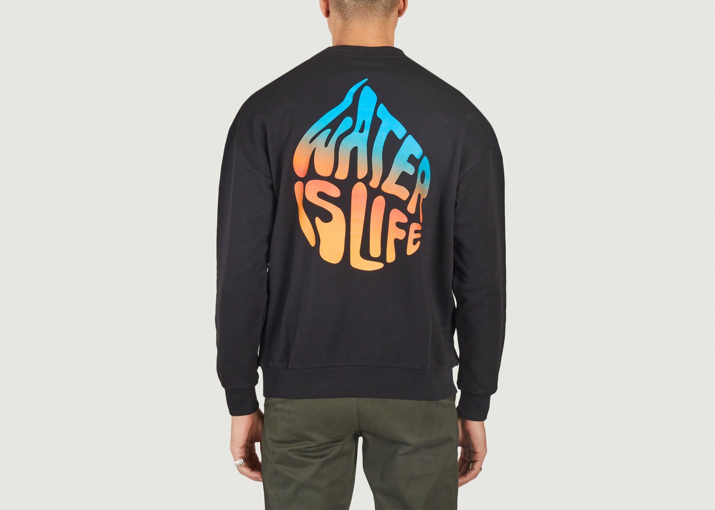 L'exception Sweatshirt Oversize Imprimé Wateraid Noir Knowledge Cotton Apparel