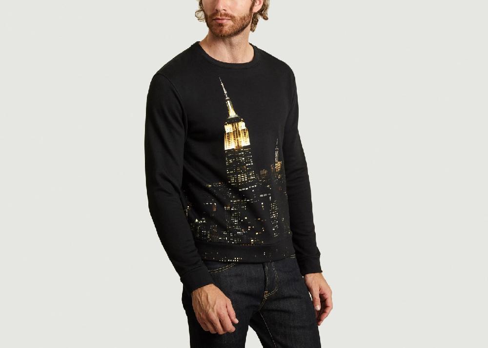L'exception Sweatshirt Print Empire State Noir M.X Maxime Simoëns