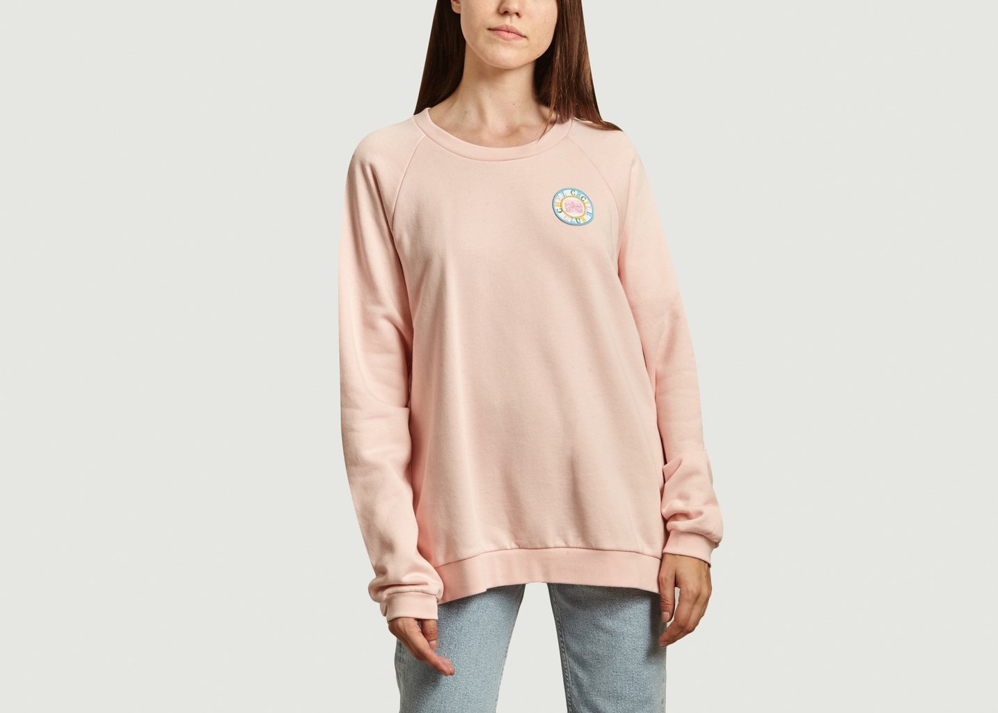 l'exception Sweatshirt raglan avec patch Chez Cecile Club Rose Pâle Être Cécile