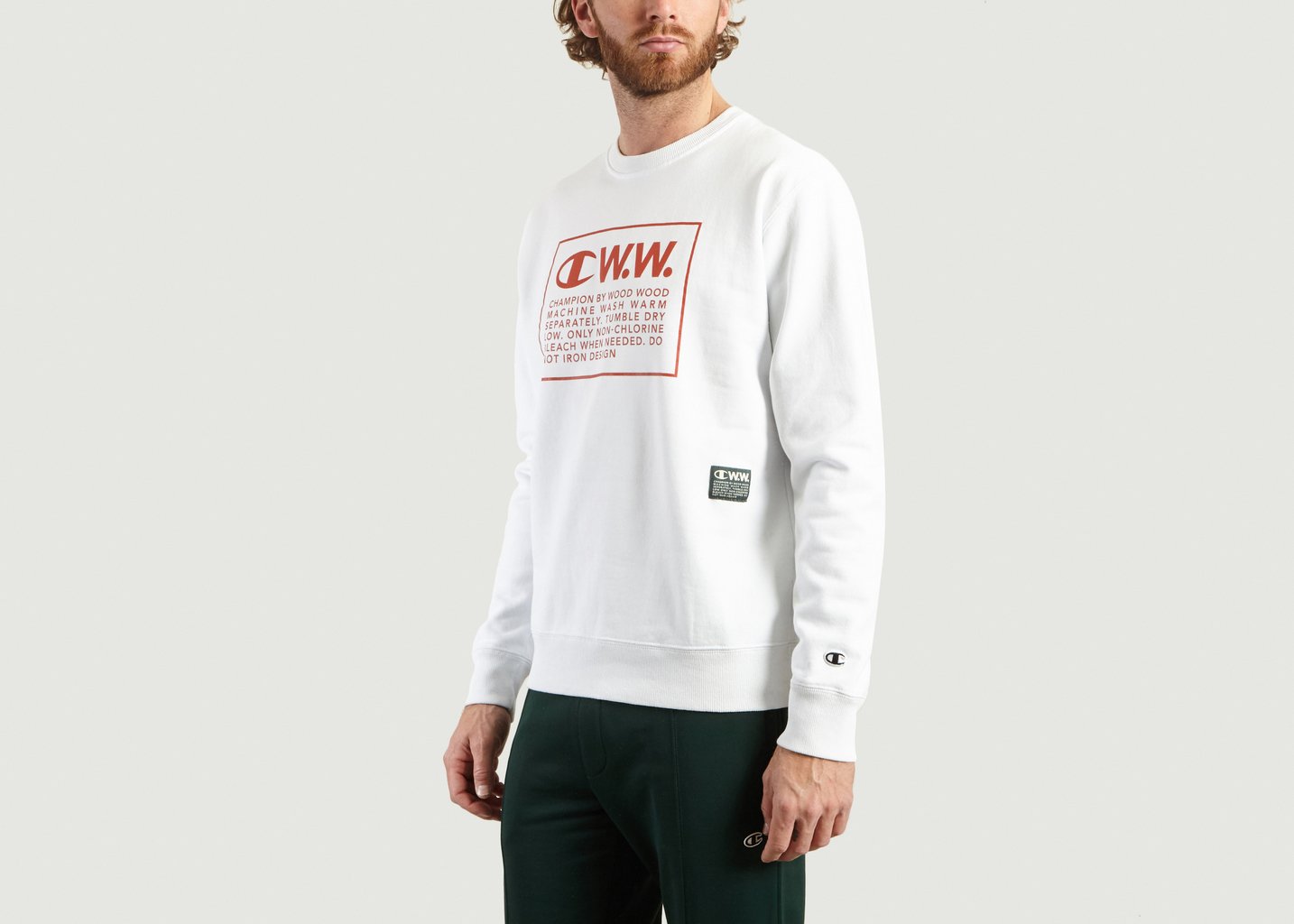 L'exception Sweatshirt Reverse Weave « Mike » Champion X Wood Wood Blanc Champion
