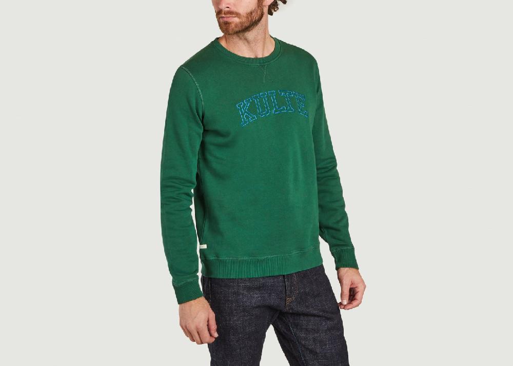 L'exception Sweatshirt Siglé En Coton Bio Corpo Athletic Vert Kulte