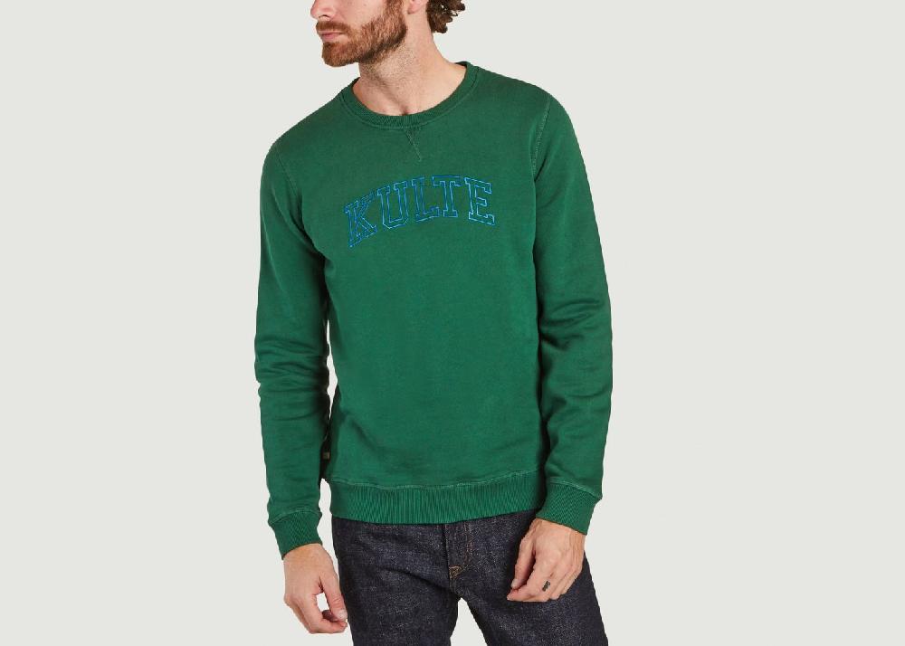 l'exception Sweatshirt siglé en coton bio Corpo Athletic Vert Kulte