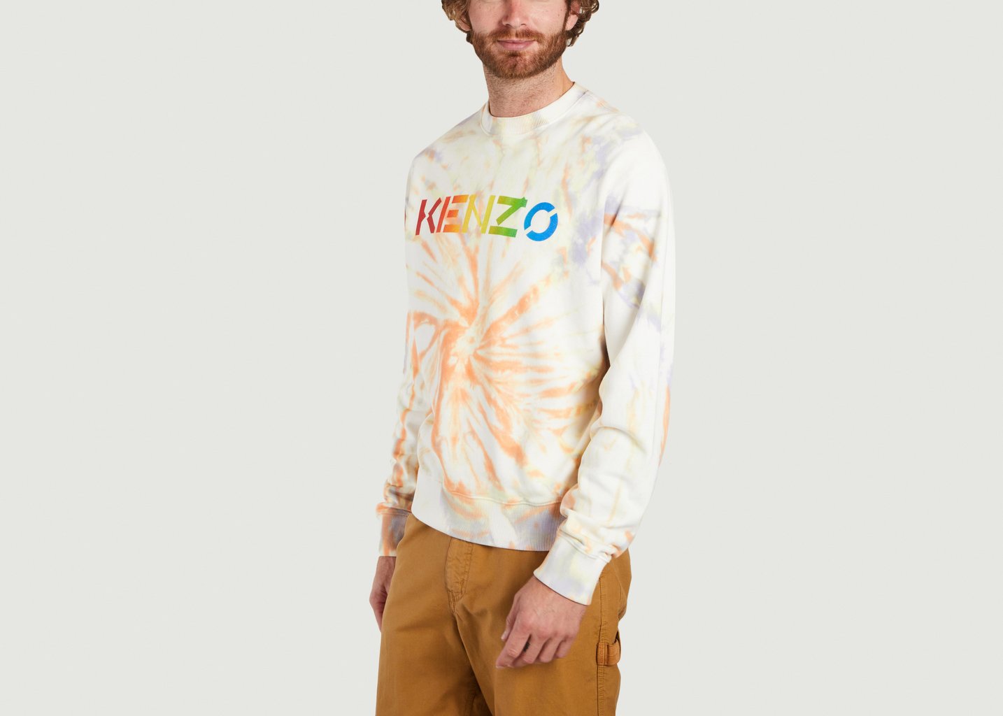 L'exception Sweatshirt Siglé Imprimé Tie And Dye Pêche Kenzo