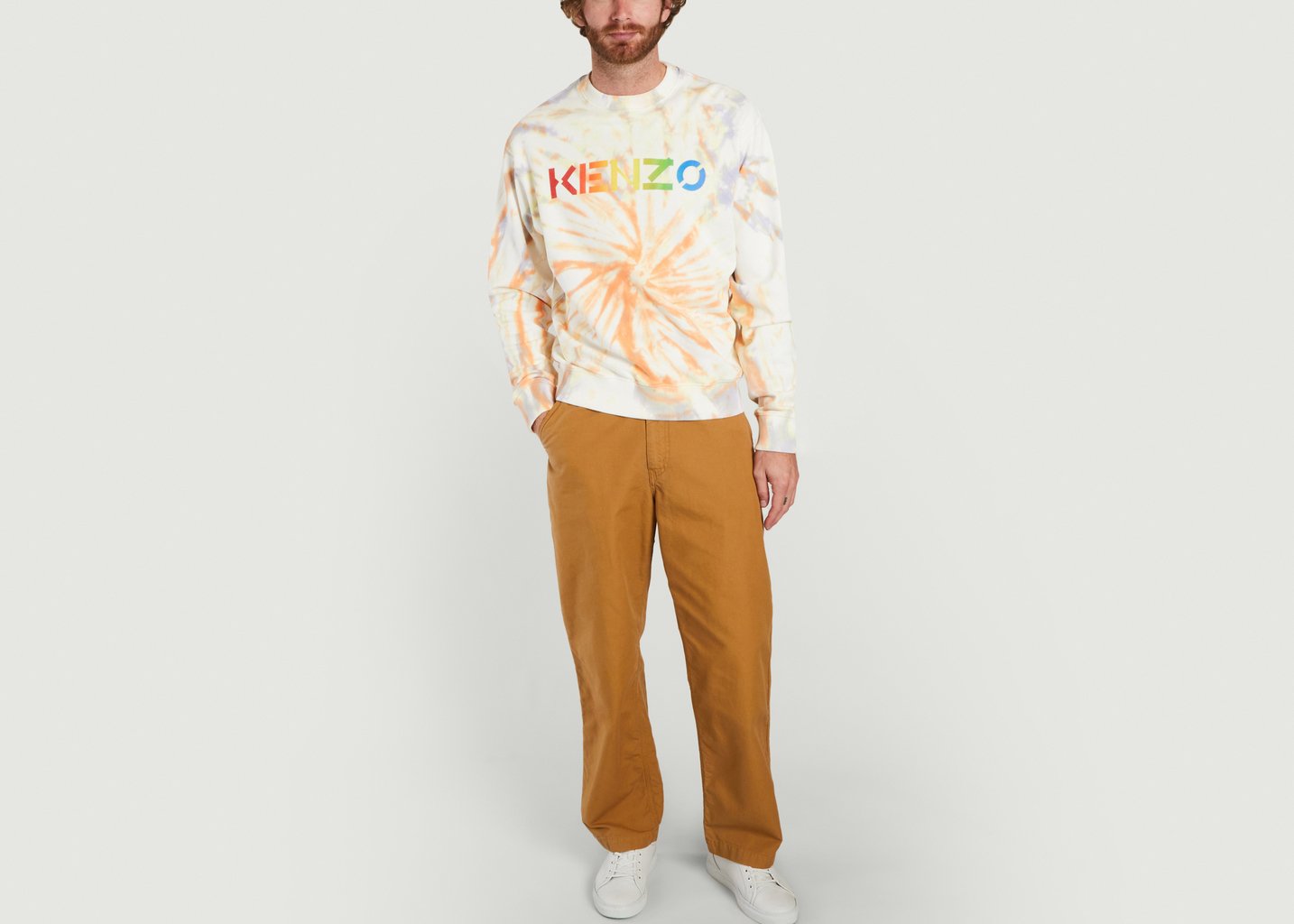 L'exception Sweatshirt Siglé Imprimé Tie And Dye Pêche Kenzo