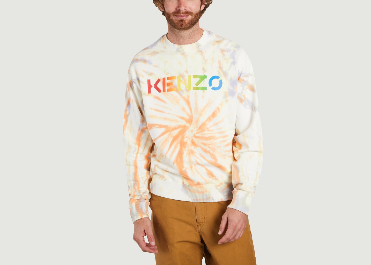 l'exception Sweatshirt siglé imprimé tie and dye Pêche Kenzo
