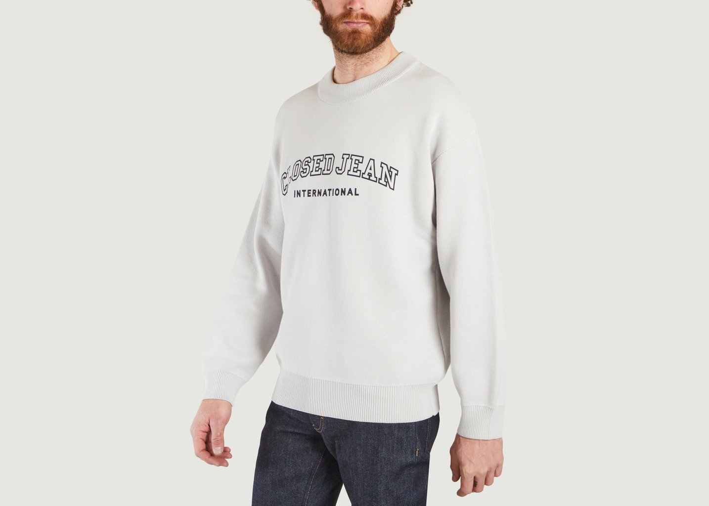 L'exception Sweatshirt The Closed Jeans En Coton Biologique Et Laine Gris Léger Closed