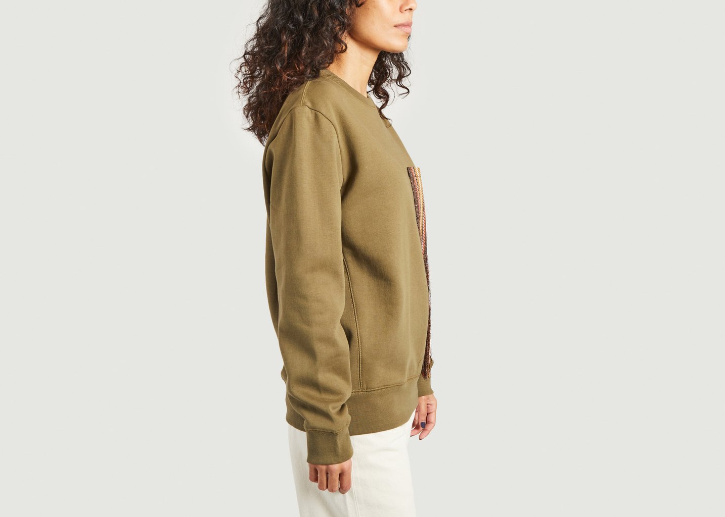 L'exception Sweatshirt The Pocket En Coton Recyclé GOTS Khaki Benjamin Benmoyal