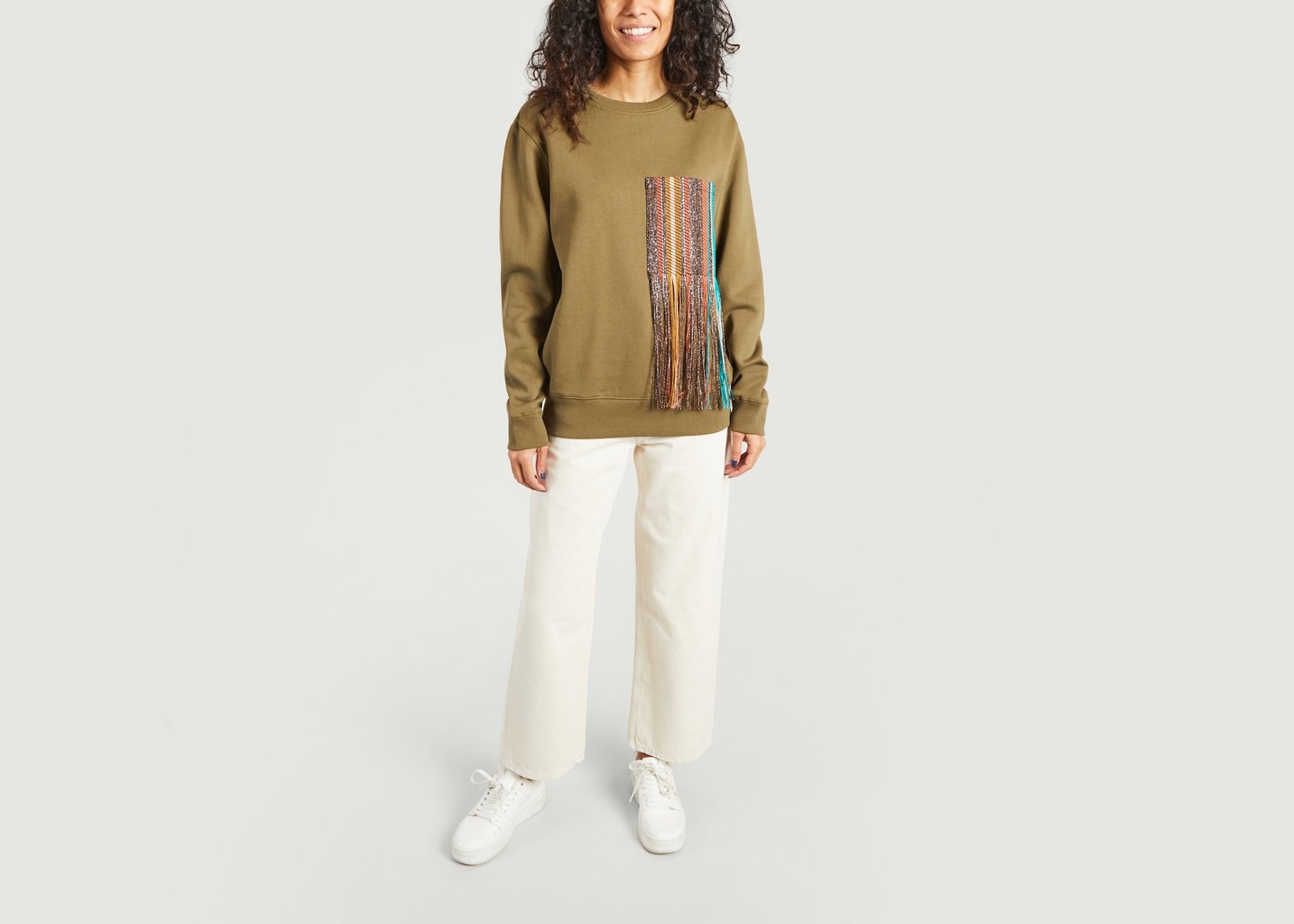 L'exception Sweatshirt The Pocket En Coton Recyclé GOTS Khaki Benjamin Benmoyal