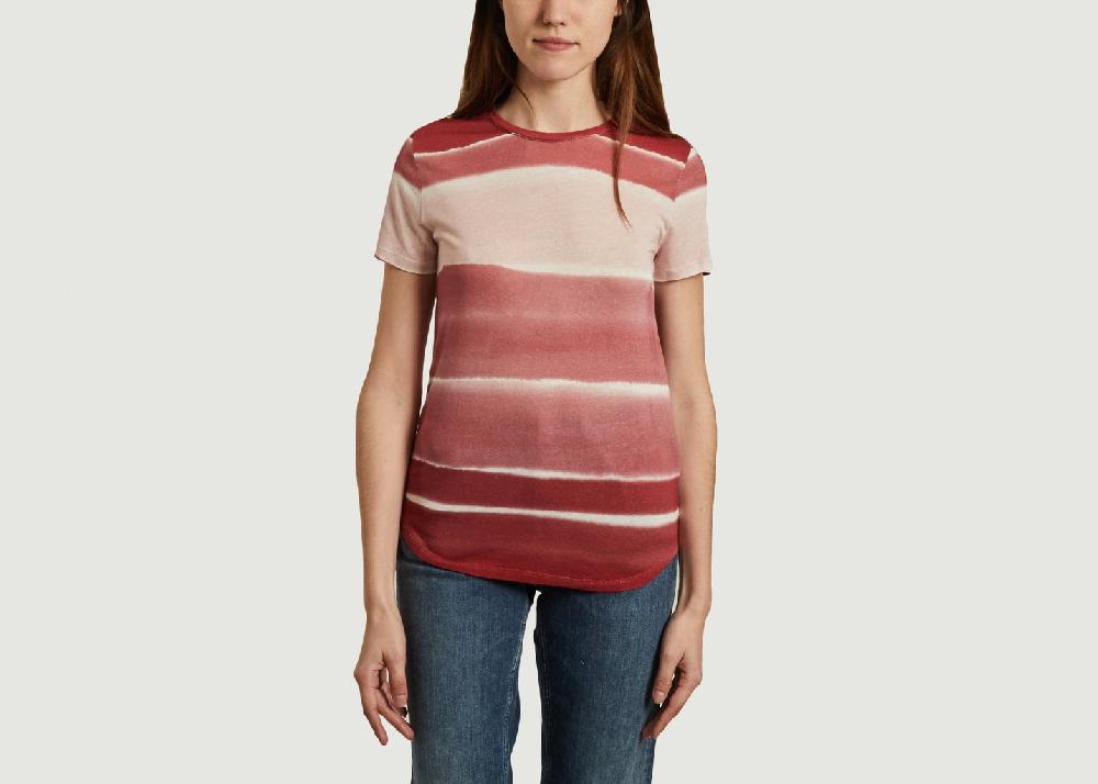 l'exception T shirt à rayures Rose Majestic Filatures