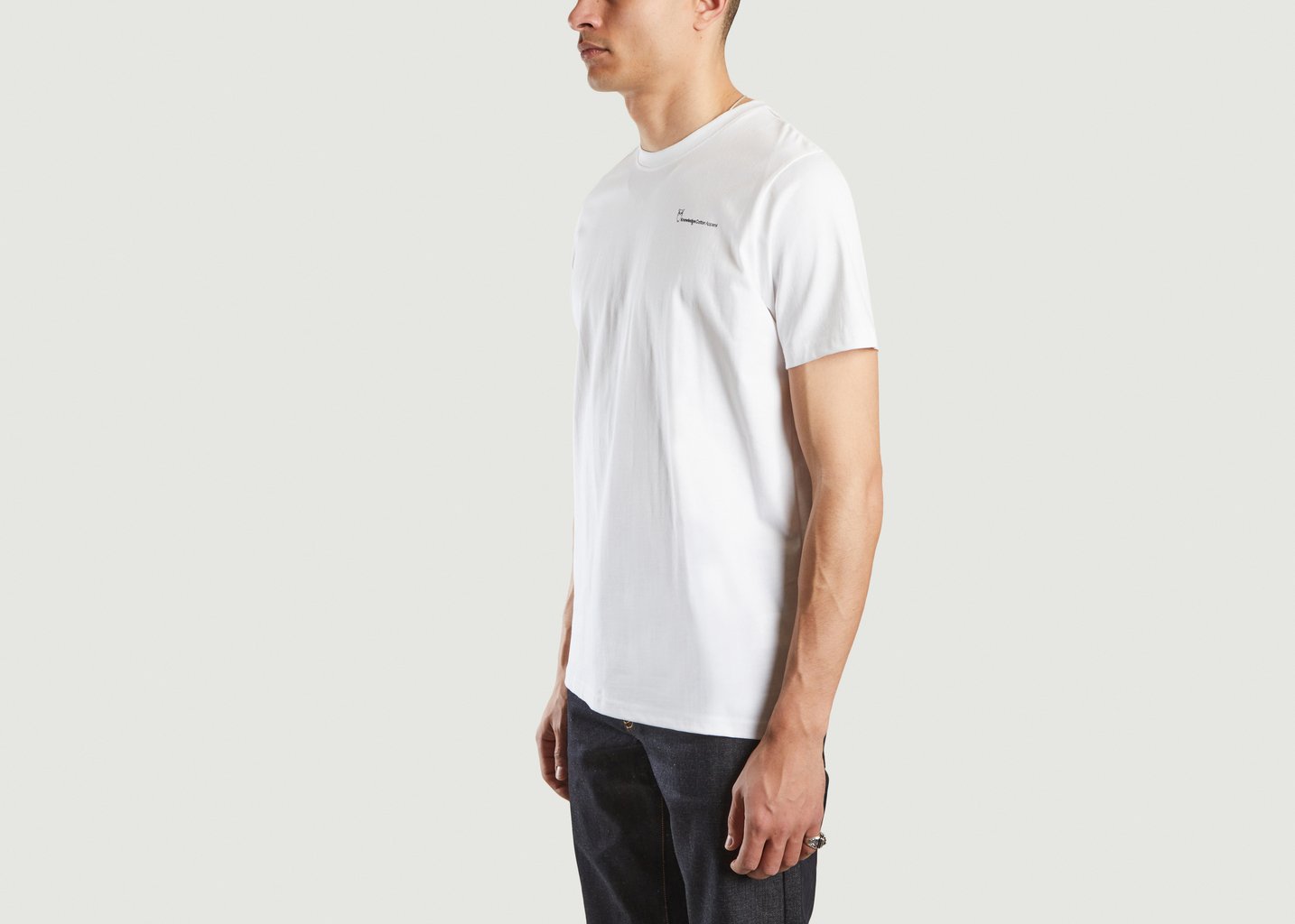 L'exception T Shirt Alder Imprimé Dos De Montagne Blanc Knowledge Cotton Apparel