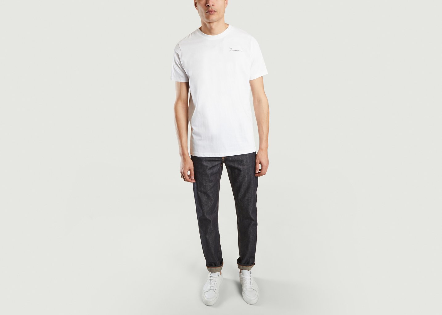 L'exception T Shirt Alder Imprimé Dos De Montagne Blanc Knowledge Cotton Apparel