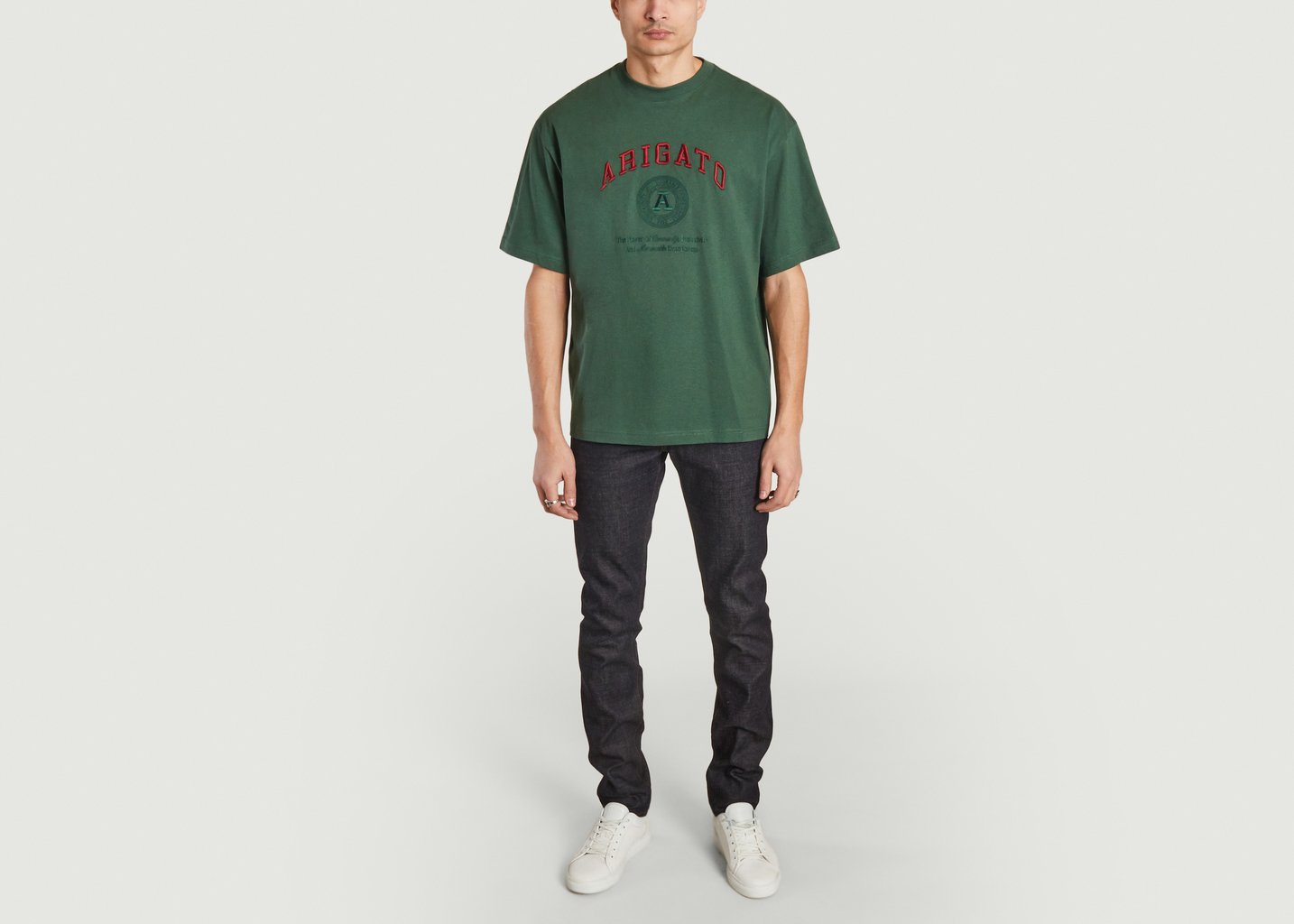 L'exception T Shirt Arigato University Brodé Vert Bouteille Axel Arigato