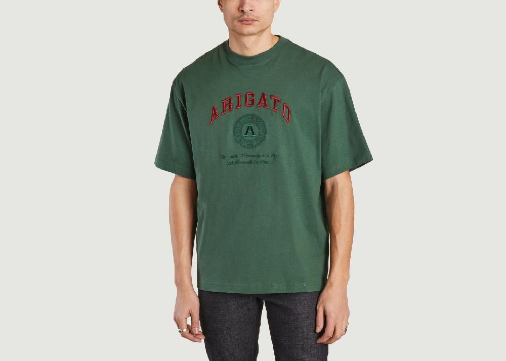 l'exception T shirt Arigato University Brodé Vert Bouteille Axel Arigato