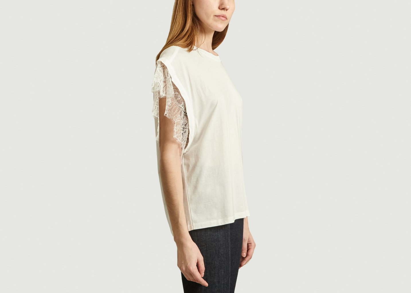 L'exception T Shirt Avec Dentelle Dunes Blanc IRO Paris