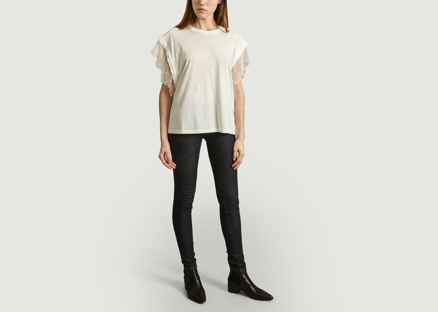 L'exception T Shirt Avec Dentelle Dunes Blanc IRO Paris