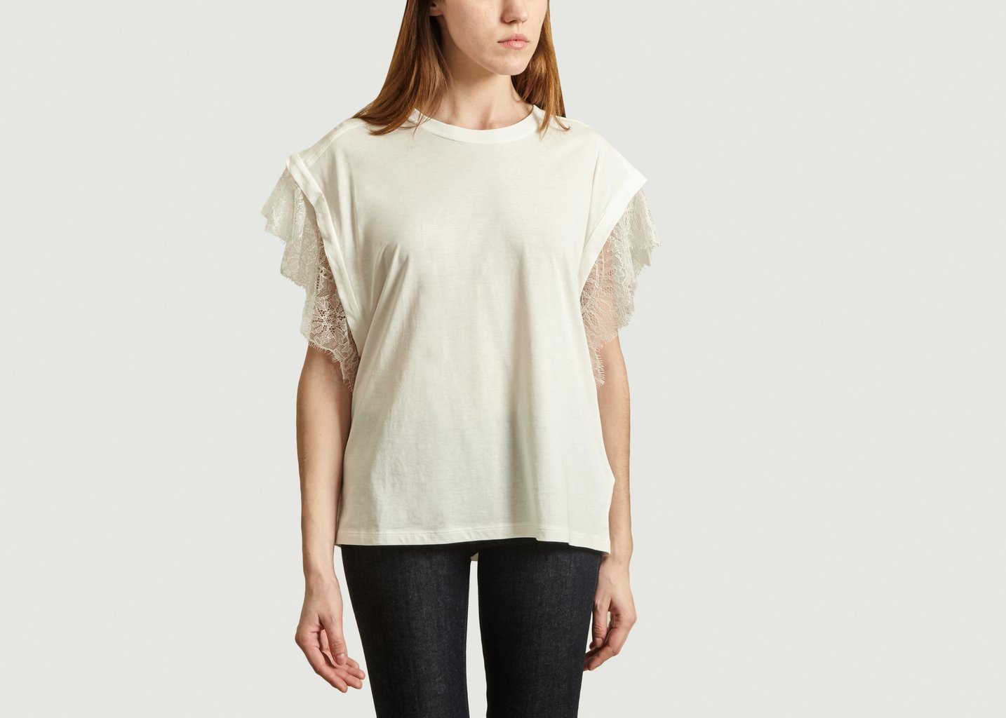 l'exception T shirt avec dentelle Dunes Blanc IRO Paris