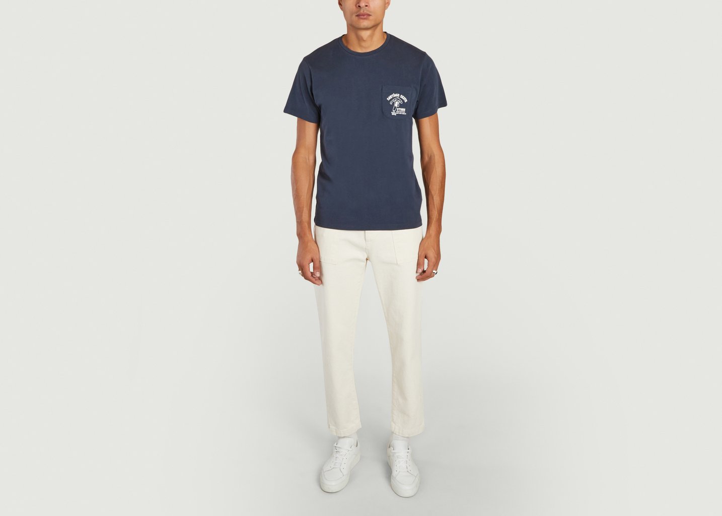 L'exception T Shirt Avec Poche Brodée Odil Bleu Marine Cuisse De Grenouille