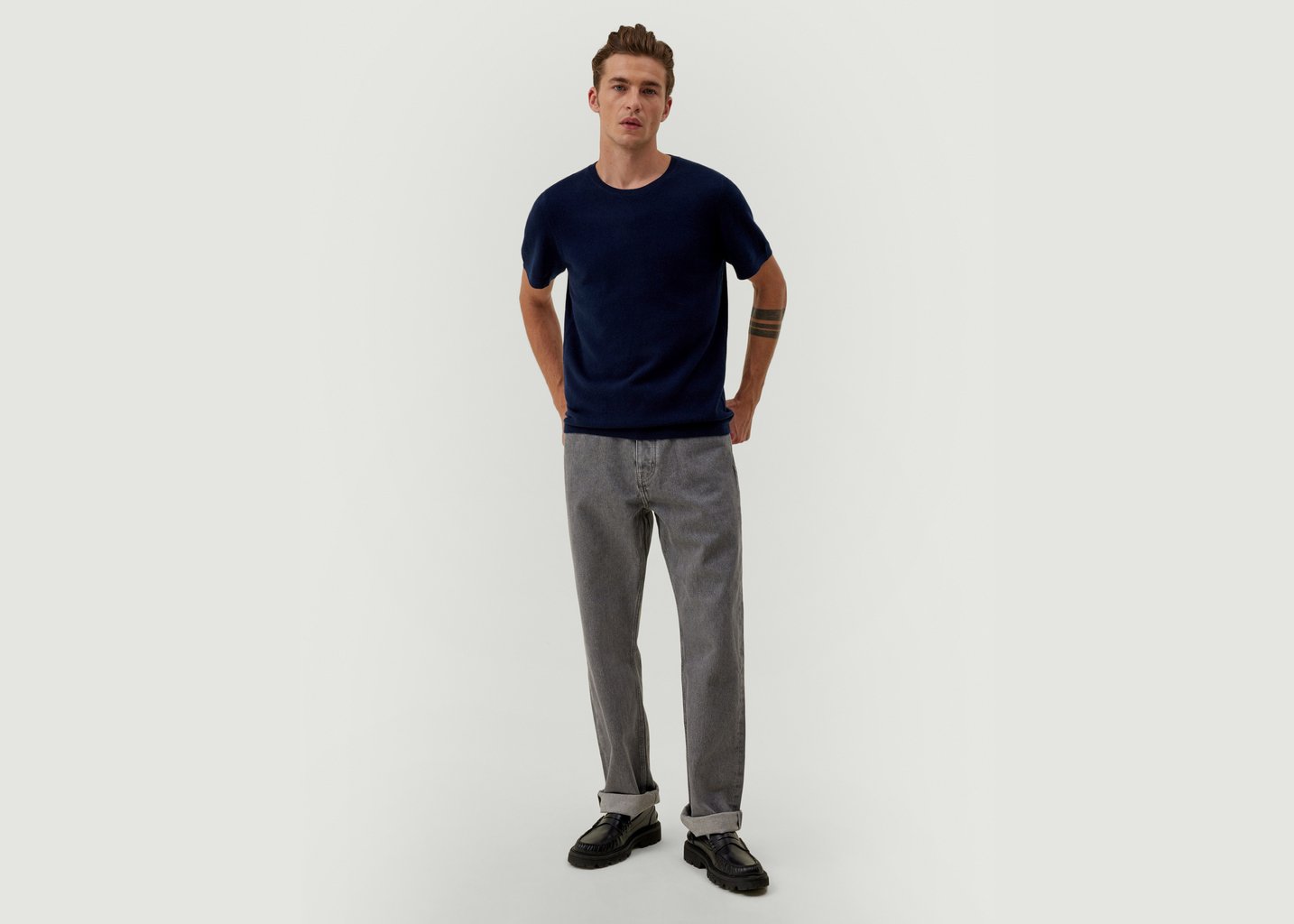L'exception T Shirt Cachemire Juno Bleu Marine Hircus