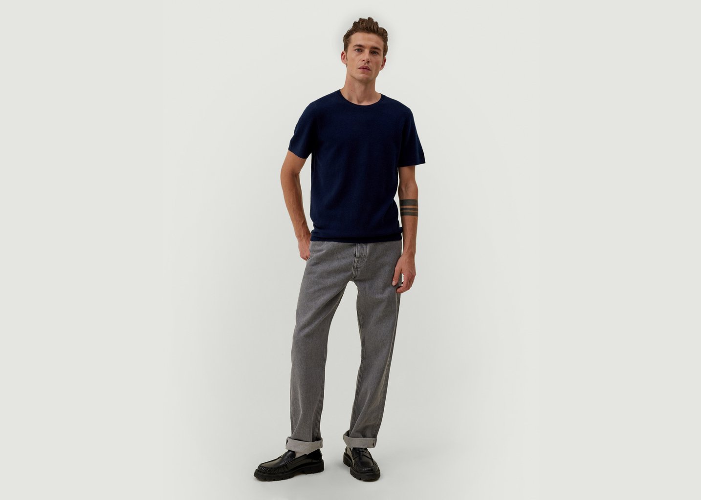 l'exception T shirt Cachemire Juno Bleu Marine Hircus