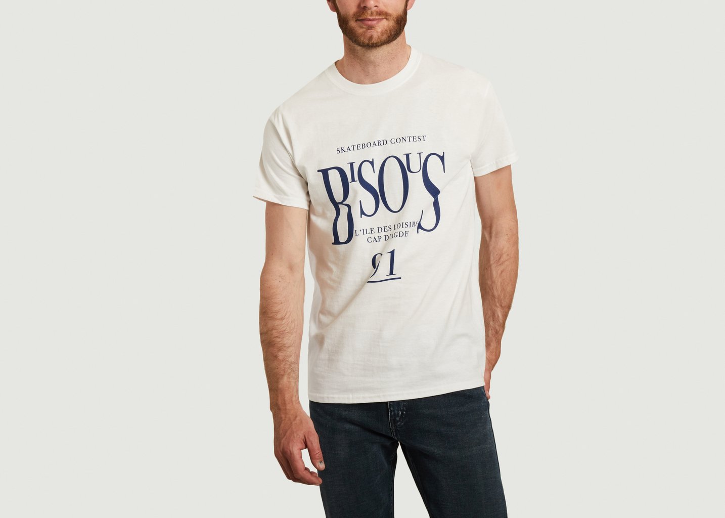 l'exception T shirt Cap d’Agde Blanc Bisous Skateboards