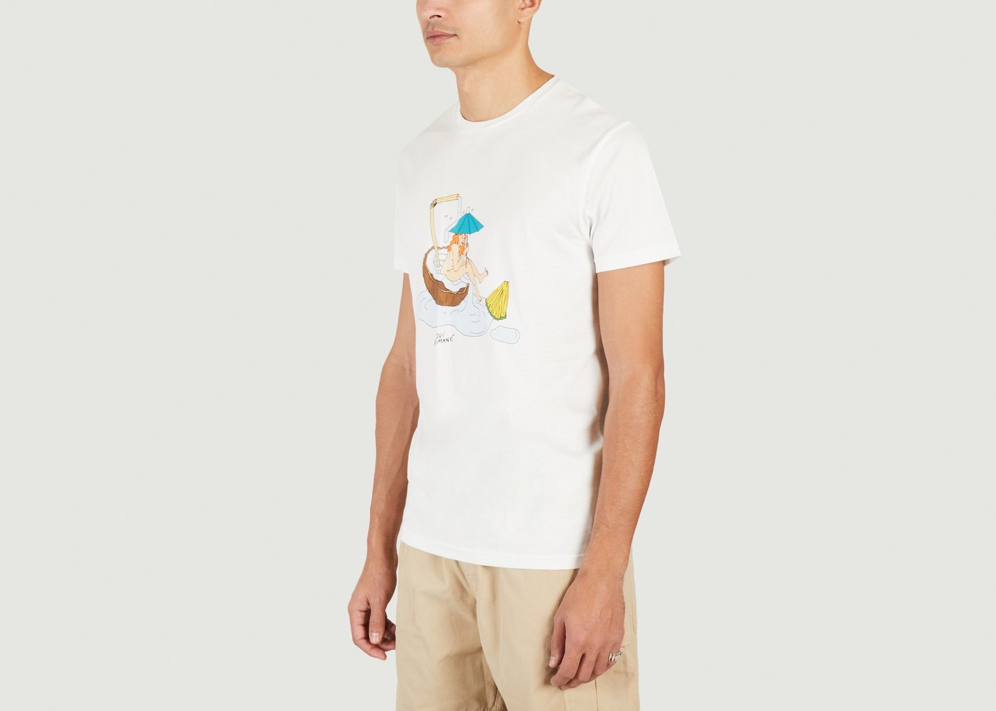 L'exception T Shirt Coconut Bask In The Sun X Roman Peychet Lacaze Blanc Bask In The Sun