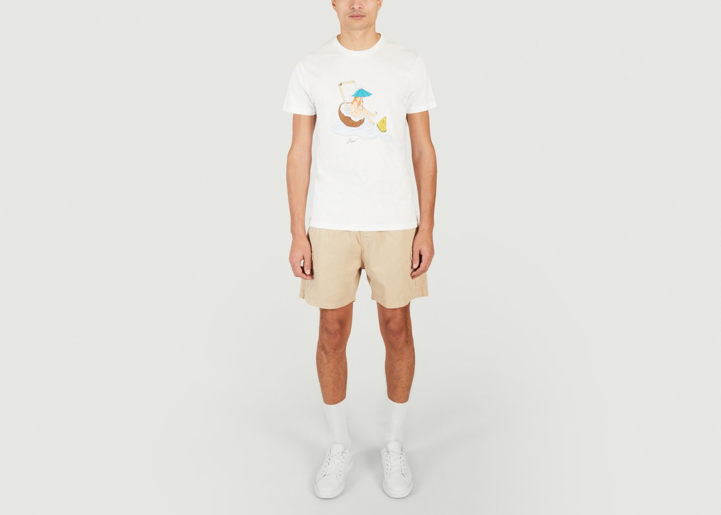 L'exception T Shirt Coconut Bask In The Sun X Roman Peychet Lacaze Blanc Bask In The Sun