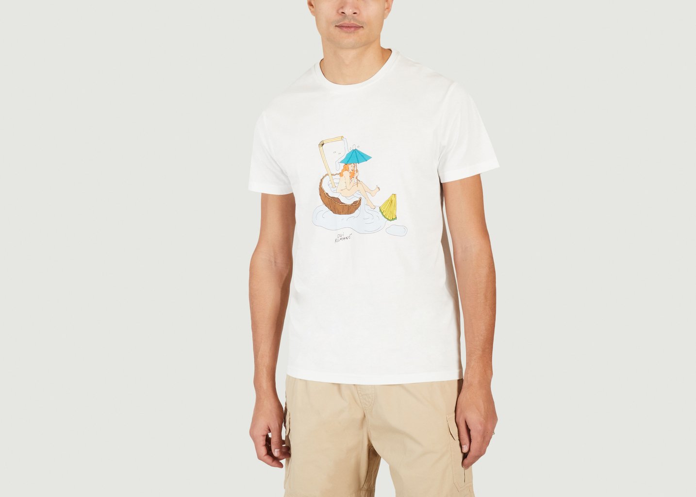 l'exception T shirt Coconut Bask In The Sun x Roman Peychet Lacaze Blanc Bask in the Sun